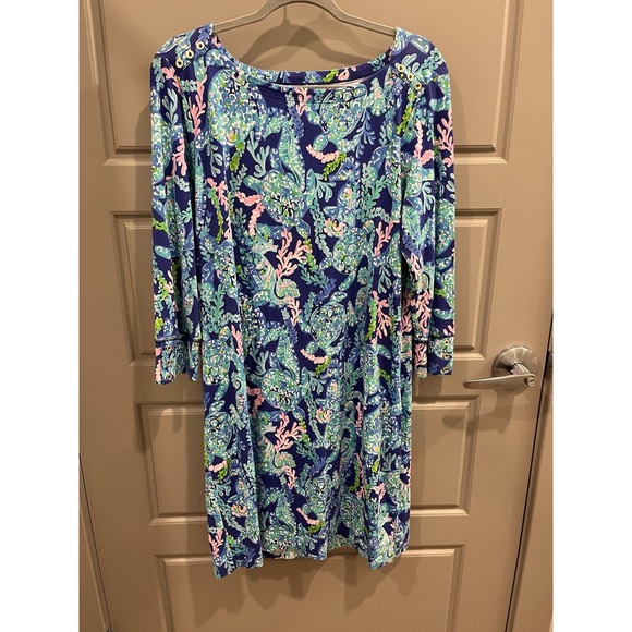 Lilly Pulitzer Sophie Dress Corsica Blue Turtle Villa UPF 50+ Size XL - Picture 1 of 7